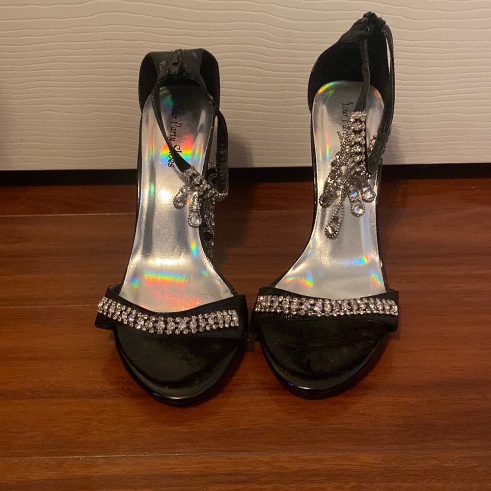 Your Party Shoes Size 8.5 Black Sparkle Heels